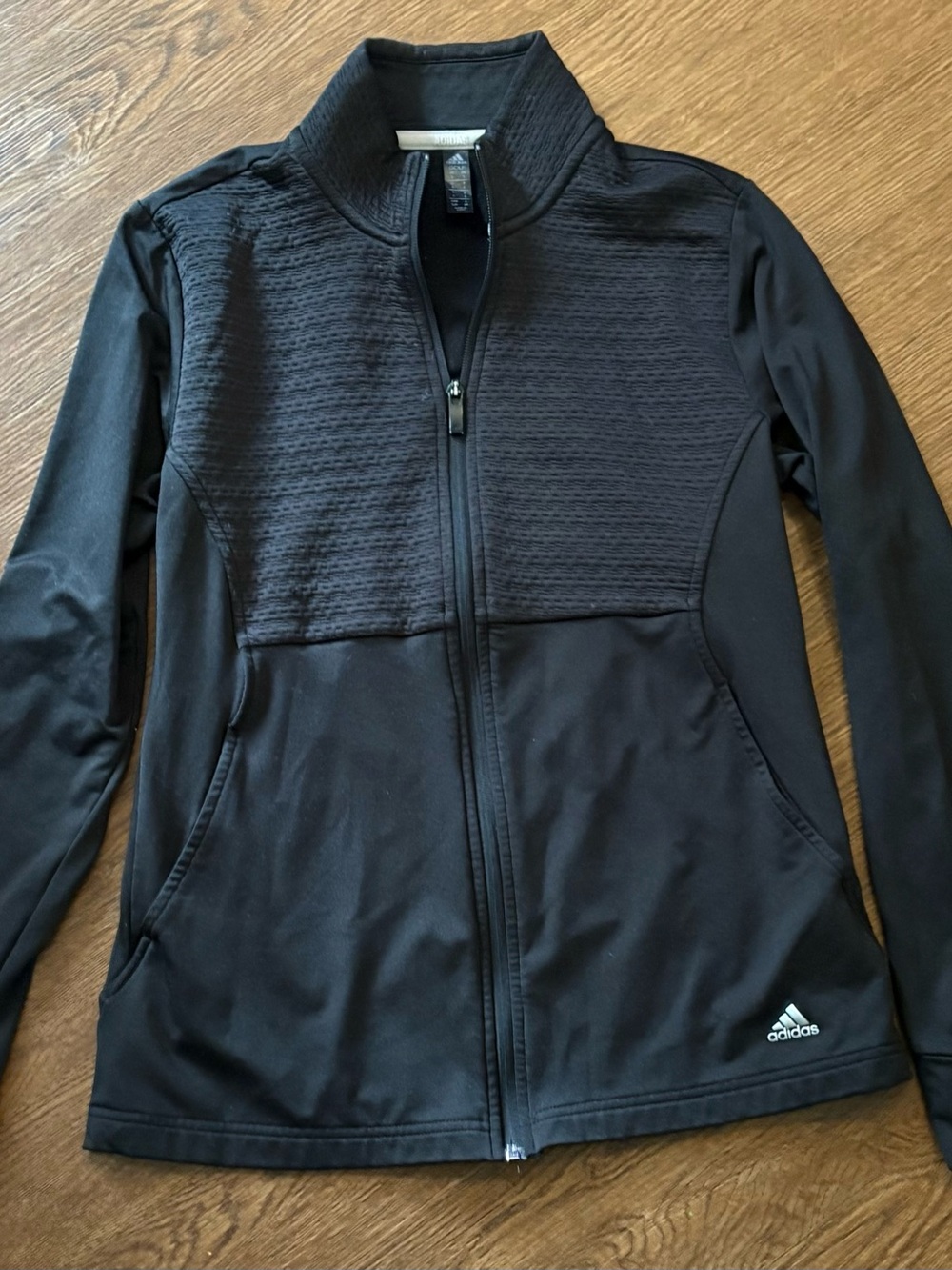 adidas golf Women's Black Textured Full-Zip Bomber Jacket